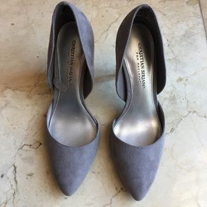 Christian Siriano gray suede heels